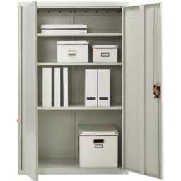 Moderna Tall Grey Steel 2 Door Lockable Cabinet, 3 Shelves for Office or Garage - thumbnail 2