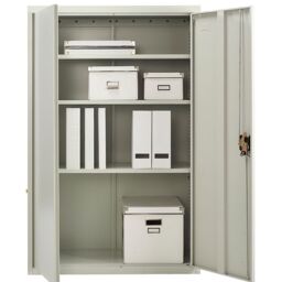 Moderna Steel Storage Cabinet Lockable 2 Doors 3 Shelves Grey 140cm