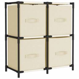 Berkfield Home Storage Cabinet with 4 Fabric Baskets Cream 63x30x71 cm Steel in Beige - Size: 63 x 30 x 71 cm