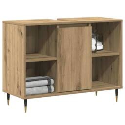Berkfield Home Vanity Unit Artisan Oak MDF Standard Vanity Unit Rectangular in Brown - thumbnail 3