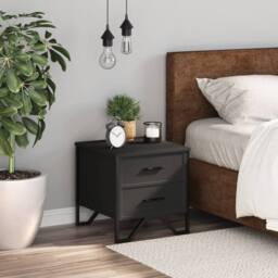 Berkfield Home Bedside Cabinet Black 40x41x40 cm Engineered Wood - Size: 40 x 41 x 40 cm - thumbnail 3