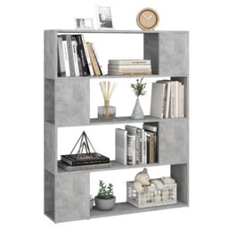 Berkfield Home Book Cabinet Room Divider Concrete Grey 100x24x124 cm - Size: 100 x 24 x 124 cm - thumbnail 4