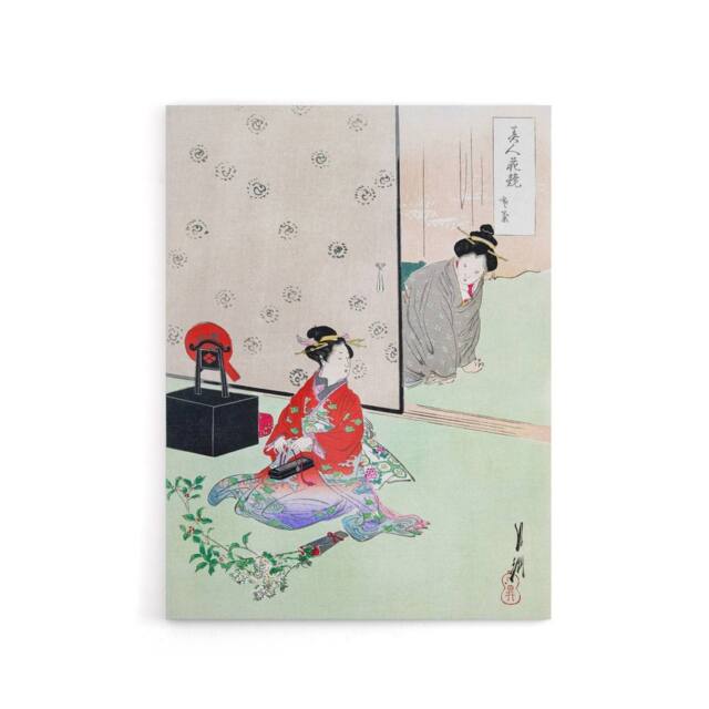 "Artery8 Wrapping A Gift Beauties Flowers Canvas Wall Art Print Gekko in Green - Size: W18"" x H24""" - image 1