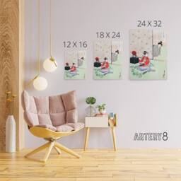 "Artery8 Wrapping A Gift Beauties Flowers Canvas Wall Art Print Gekko in Green - Size: W18"" x H24""" - thumbnail 4