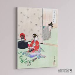 "Artery8 Wrapping A Gift Beauties Flowers Canvas Wall Art Print Gekko in Green - Size: W18"" x H24""" - thumbnail 2