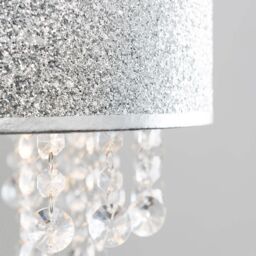 ValueLights Bonita 28cm Glitter Droplet Easy Fit Ceiling Light Lamp Shade & Bulb in Silver - thumbnail 4