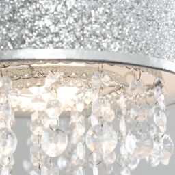 ValueLights Bonita 28cm Glitter Droplet Easy Fit Ceiling Light Lamp Shade & Bulb in Silver - thumbnail 3
