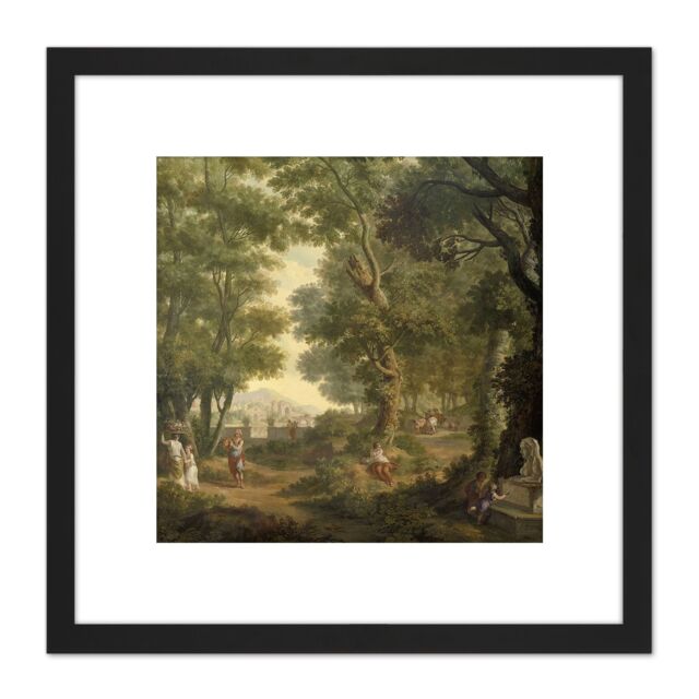 Artery8 Andriessen Arcadian Landscape 8X8 Inch Square Wooden Framed Wall Art Print Picture with Mount in Black - image 1