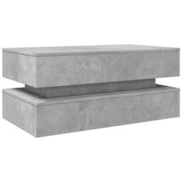 Berkfield Home Coffee Table with LED Lights Concrete Grey 90x50x40 cm - Size: 90 x 50 x 40 cm - thumbnail 9