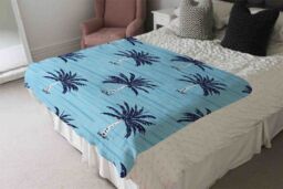 Benjamin Tate Design Palm Trees On Blue Blanket in Natural - Size: 120 cm x 150 cm - thumbnail 3