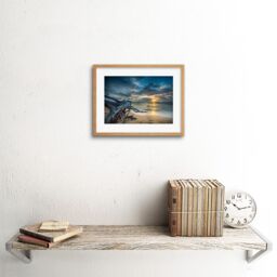 "Artery8 Wall Art Print Driftwood Beach Sunset Ocean Framed in Beige - Size: W7"" x H9""" - thumbnail 2