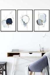 ARTZE Abstract Blue Winter Moods Angel Framed Wall Art - Medium in Black - Size: W45 cm x H62 cm x D20mm - thumbnail 1