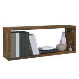 Berkfield Home Wall Cube Shelves 2 pcs Smoked Oak 60x15x23 cm Engineered Wood in Brown - Size: 60 x 15 x 23 cm - thumbnail 7