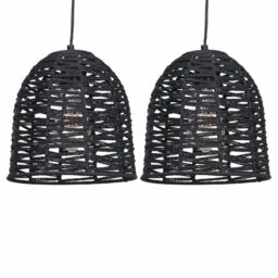 First Choice Lighting Set of 2 Kleo - Dark String Pendant Lightshade in Brown - thumbnail 1