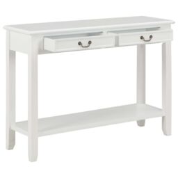 Berkfield Home Console Table White 110x35x80 cm Wood - Size: 110 x 35 x 80 cm - thumbnail 2