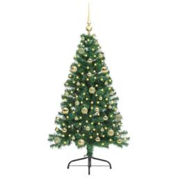 Berkfield Home Artificial Pre-lit Christmas Tree Green 150 cm PVC - thumbnail 3
