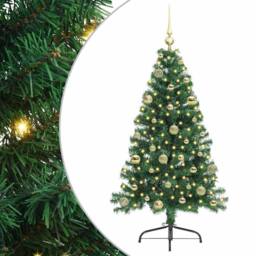 Berkfield Home Artificial Pre-lit Christmas Tree Green 150 cm PVC - thumbnail 2