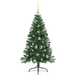 Berkfield Home Artificial Pre-lit Christmas Tree Green 150 cm PVC - thumbnail 4