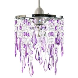 Happy Homewares Modern Waterfall Design Pendant Shade with Acrylic Droplets & Beads in Purple - thumbnail 2