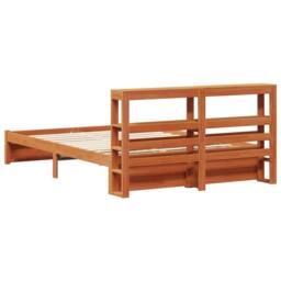Berkfield Home Bed Frame with Headboard Wax Brown 150 x 200 cm Solid Pine Wood - thumbnail 8