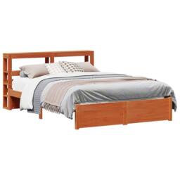 Berkfield Home Bed Frame with Headboard Wax Brown 150 x 200 cm Solid Pine Wood - thumbnail 2