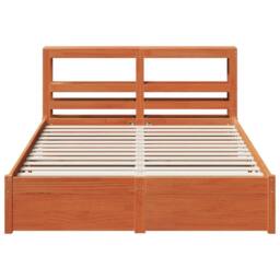 Berkfield Home Bed Frame with Headboard Wax Brown 150 x 200 cm Solid Pine Wood - thumbnail 6