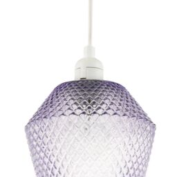 Happy Homewares Modern & Compact Diamond Design Glass Pendant Light Shade in Lilac - thumbnail 4