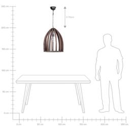 Wyld and Coco Mango Wood Pendant Lamp - Dark Brown Open Cage Handmade - thumbnail 7