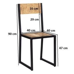 Indian Hub Cosmo Industrial Dining Chair (Set of 2) - Solid - L40 x W40 x H90 cm in Brown - thumbnail 7