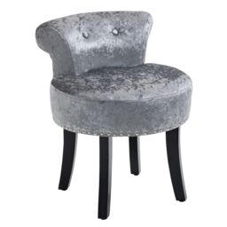 HOMCOM Dressing Table Stool with Rubber Wood Legs for Living Room Bedroom in Grey - thumbnail 2