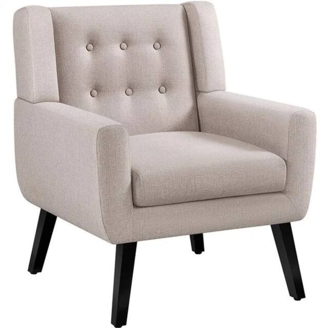 Kelvenix Tub Chair, Button Tufted Armchair in Beige - Size: 0.6m2 - image 1