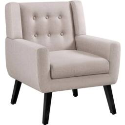Kelvenix Tub Chair, Button Tufted Armchair in Beige - Size: 0.6m2