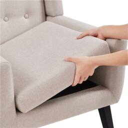 Kelvenix Tub Chair, Button Tufted Armchair in Beige - Size: 0.6m2 - thumbnail 5