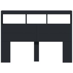 Berkfield Home Headboard Cabinet with LED Black 140x17x102 cm - Size: 140 x 17 x 102 cm - thumbnail 6