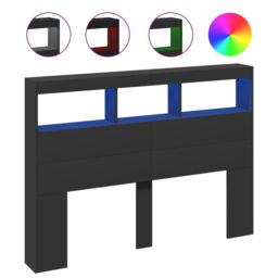 Berkfield Home Headboard Cabinet with LED Black 140x17x102 cm - Size: 140 x 17 x 102 cm - thumbnail 2