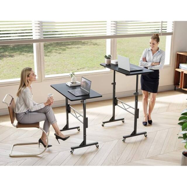 FORGEVIO Height Adjustable Standing Desk, 80x40cm Mobile Small Desk in Black - Size: 80x40 cm - image 1