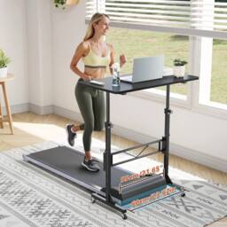 FORGEVIO Height Adjustable Standing Desk, 80x40cm Mobile Small Desk in Black - Size: 80x40 cm - thumbnail 6