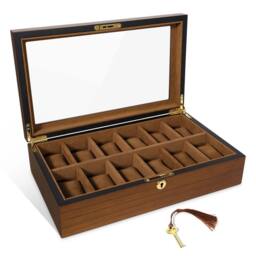 Kelvenix 12 Grids High Quality Watch Box, Watch Display & Storage Organizer in Brown - thumbnail 1