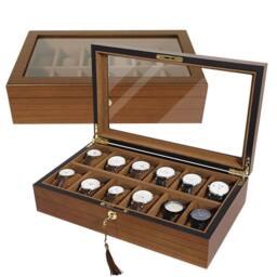 Kelvenix 12 Grids High Quality Watch Box, Watch Display & Storage Organizer in Brown - thumbnail 5