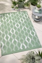 Fusion 'Rico' Outdoor Vertical Zig Zags UV Resistant Outdoor Rug in Green - Size: 170 cm x 120 cm