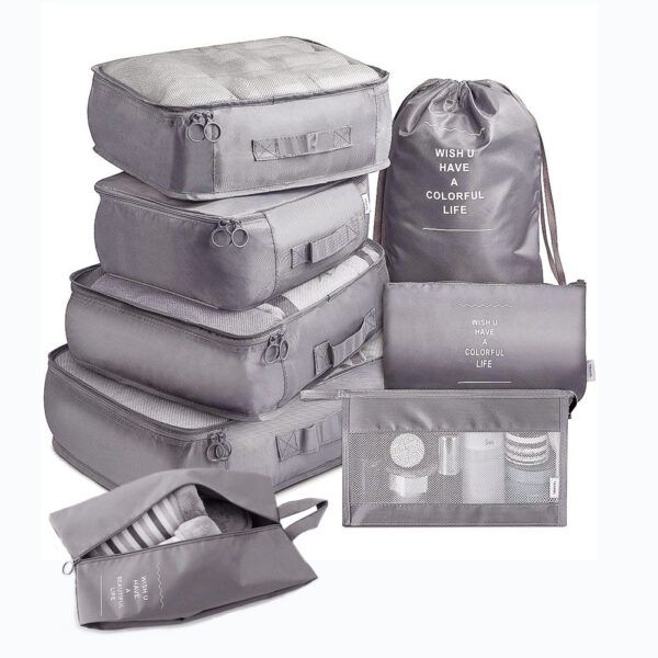 Leaper 8 Piece Waterproof Compact Travel Baggage Set in Grey - image 1