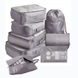 Leaper 8 Piece Waterproof Compact Travel Baggage Set in Grey - thumbnail 1
