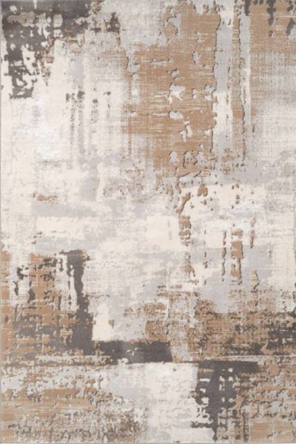 Kukoon Beige Modern Abstract Geometric & Distresssed Vintage Style Living Room Area Rugs & Runners - Size: 60 cm x 110 cm - image 1