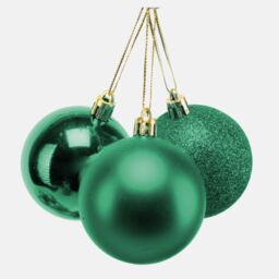 Shatchi 50mm/24Pcs Christmas Baubles Shatterproof Emerald Green, Tree Decorations in Green