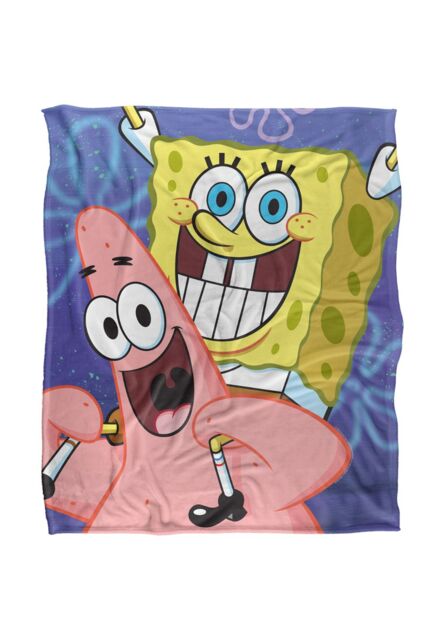 Spongebob and Patrick Cropped Silky Touch Super Soft Throw Blanket 152 X 127 cm in White - image 1