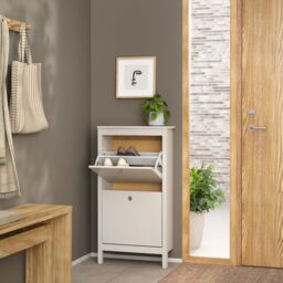 Furniture To Go Madrid Shoe Cabinet 2 Flip Down Doors in Cashmere in Beige - thumbnail 7