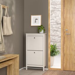 Furniture To Go Madrid Shoe Cabinet 2 Flip Down Doors in Cashmere in Beige - thumbnail 6