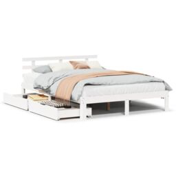 Berkfield Home Bed Frame with Drawers without Mattress White 140x190 cm - thumbnail 2