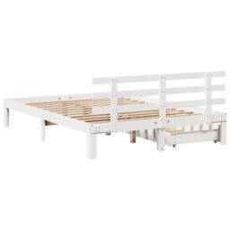 Berkfield Home Bed Frame with Drawers without Mattress White 140x190 cm - thumbnail 6