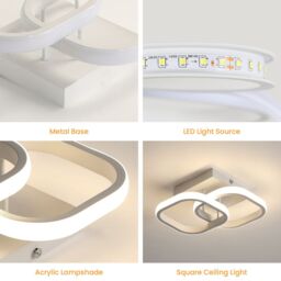 COMELY Ceiling Light Modern 22W, Acrylic Square LED Ceiling Lamp, 4500K, White - thumbnail 7